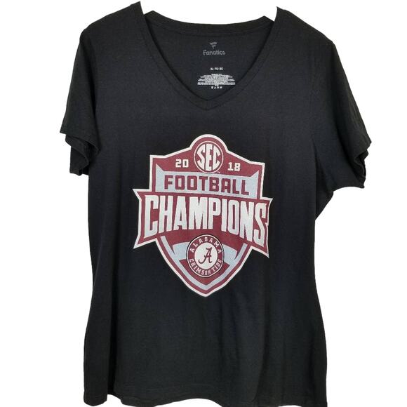 Alabama Crimson Tide 2019 SEC Champs Black Scoop Neck T-Shirt- Size XL - Picture 2 of 4
